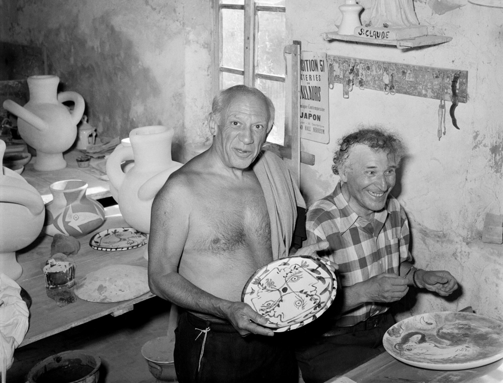Pablo Picasso och Marc Chagall i Vallauris 1948.