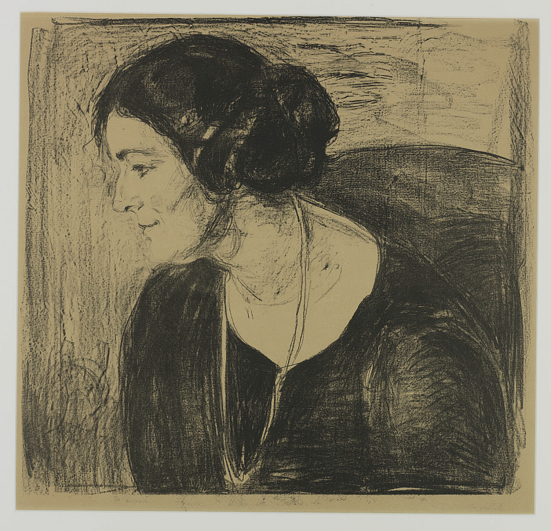 Edvard Munch (1863-1944), Die Freue mit der Halskette (Frau Barth), 1920, litografi 59 x 72.5 cm.