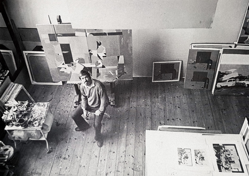 Ulf Wahlberg i ateljén i Älvsjö år 1987. Foto: Michael Normann