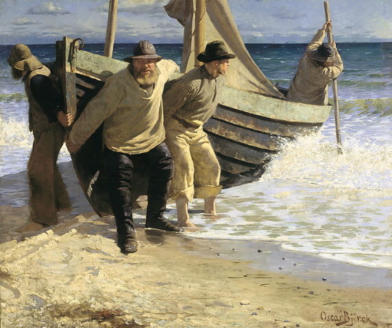 Fig 1. Oskar Björck, ”Sjösättning”, från 1884, (Skagenmuseet).