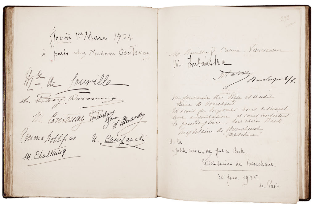 Guest book from “Exposition Julia Beck” Vaucresson 14 juin - 4 juillet 1925 (private collection).